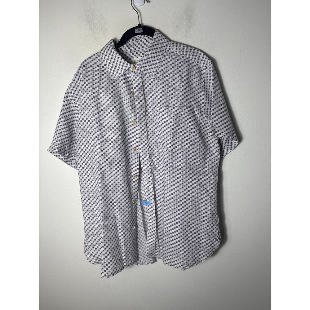 Men's Surfside White with Brown Pattern Linen Shirt Sz M